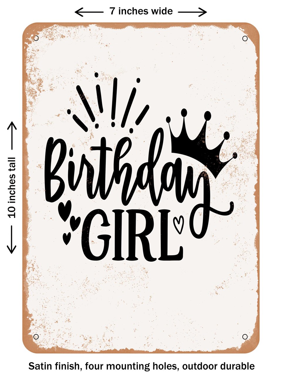 DECORATIVE METAL SIGN - Birthday Girl - 9 - Vintage Rusty Look